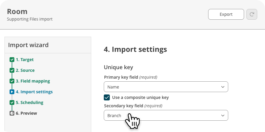 Use a composite unique key in step 4 of the import wizard.