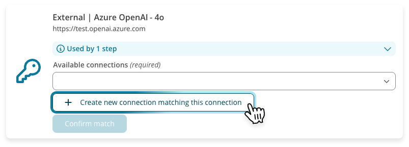 Imported action with 'create new connection matching this connection'.