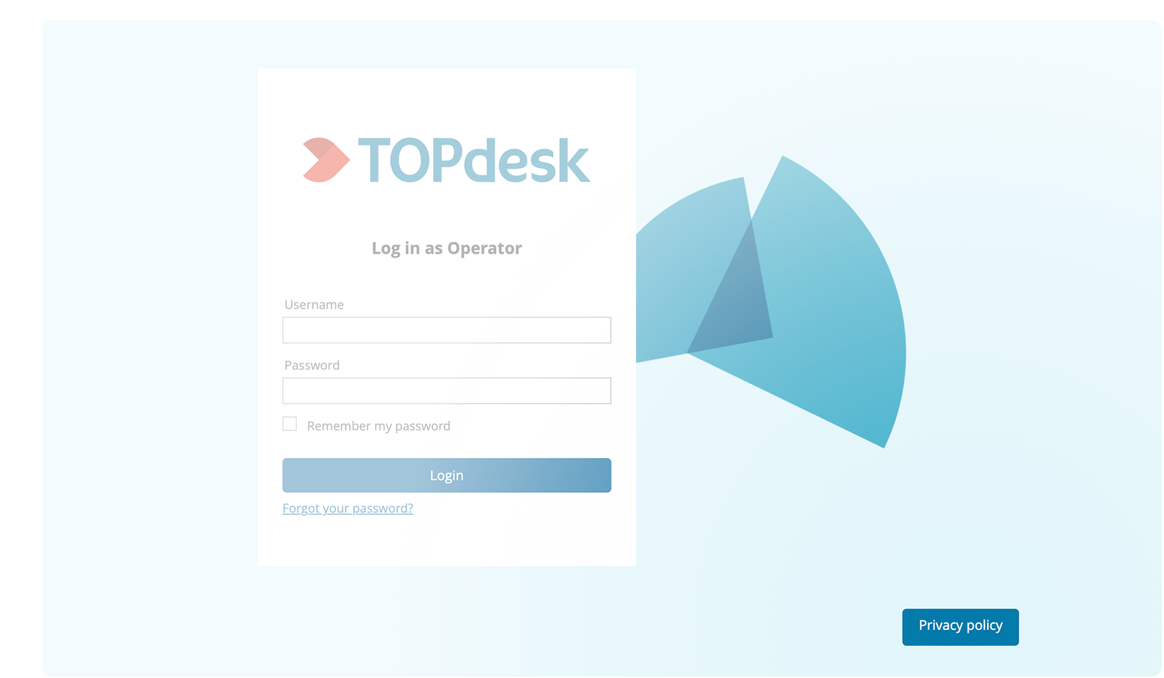Privacy policy on login page