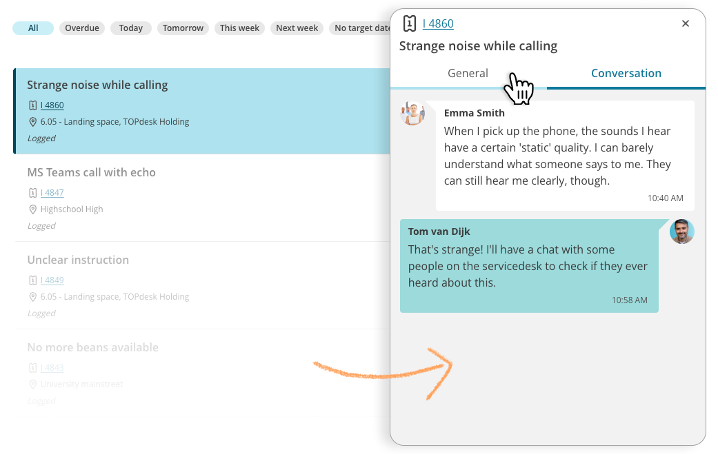The new Task Board, with the Conversation tab opened in the preview panel for the selected task.