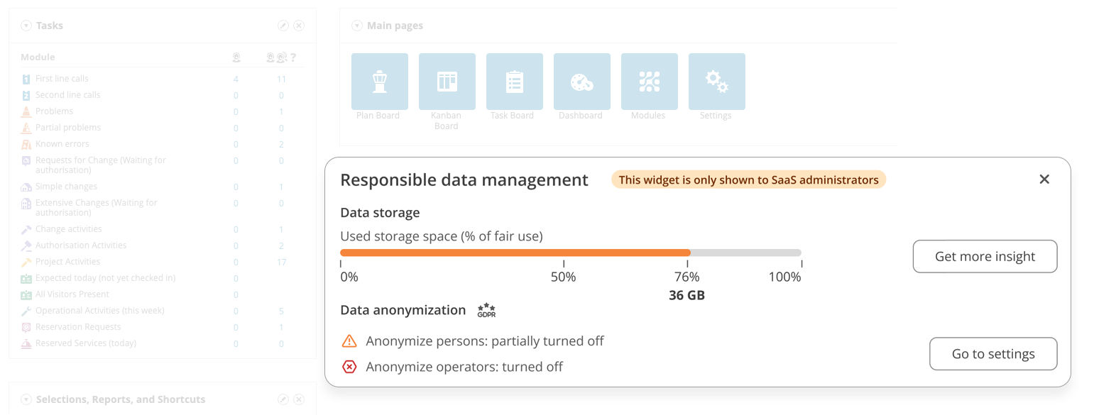 Widget 'Verantwoord datagebruik' op startpagina